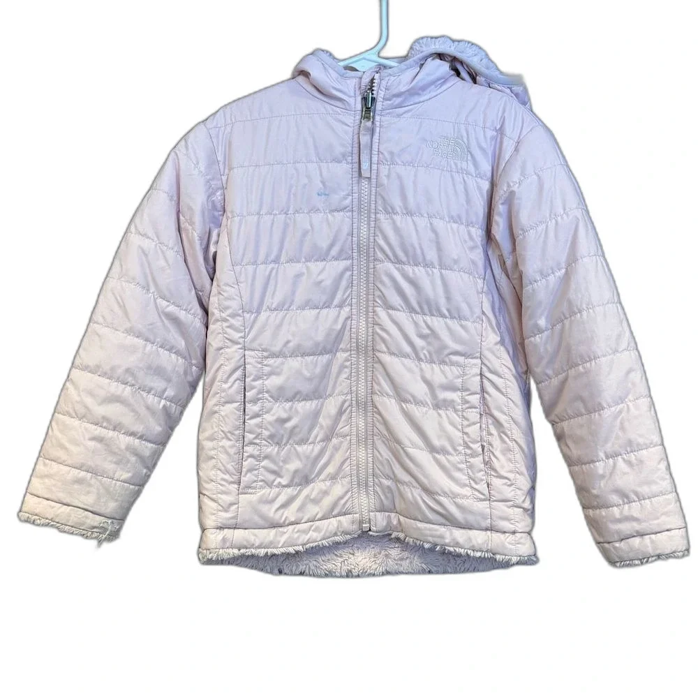 North Face Light Pink Fleece Lined Jacket with Hood - 6